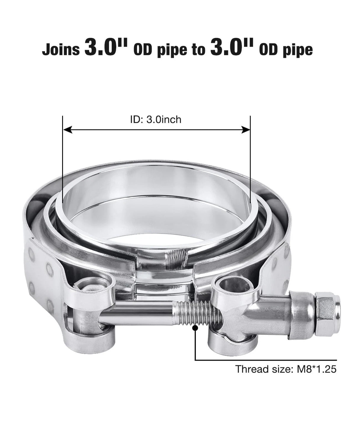 2X V Band Clamp Set 3.0 Inch Stainless Steel with Flange