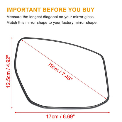 Right Side Heated Mirror Glass with Backing Plate for Nissan Sentra Altima (2013–2019)