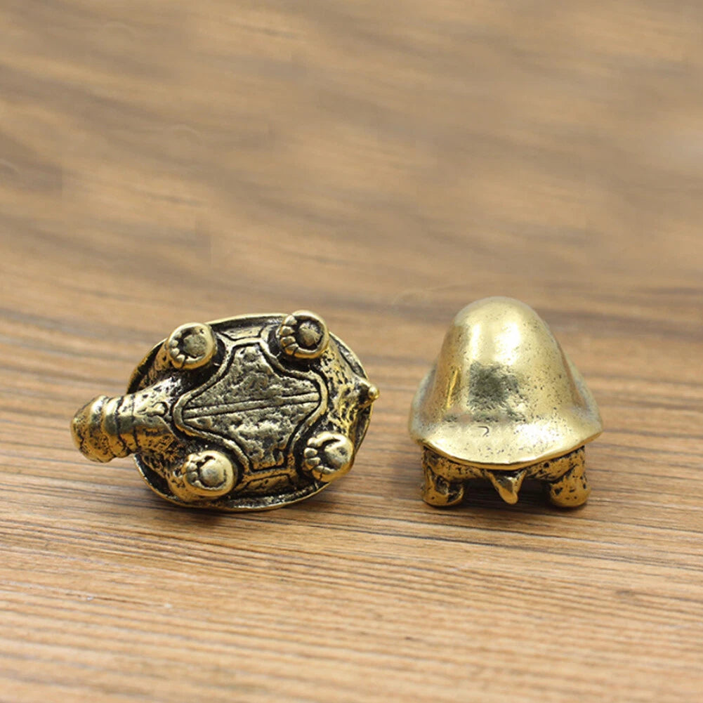 Solid Brass Feng Shui Turtle Figurine Tortoise Statue Tea Pet Ornament