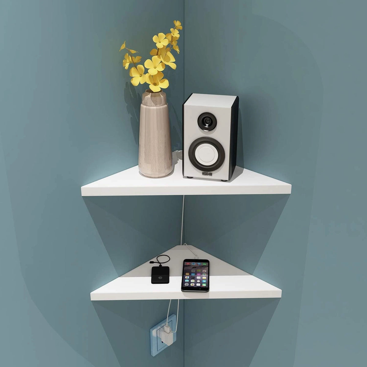 Corner Mounting Shelf Set of 2 for Easy Installation (No Part Numbers)