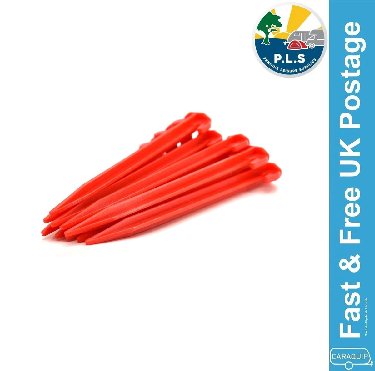 Pack of 100 Red Plastic Tent Pegs for Caravan Motorhome (6002600)