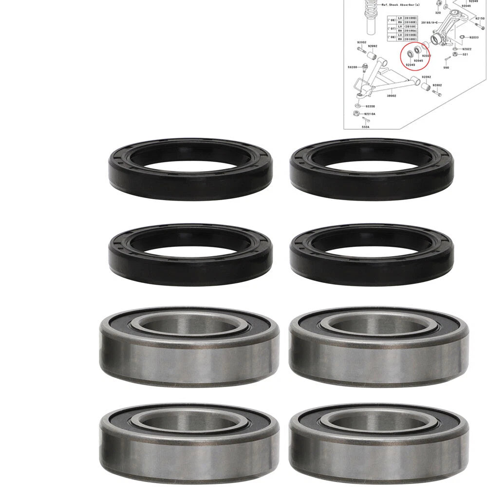 8x Front Wheel Bearings Seals Kit for Kawasaki Mule 4010 3010 2510 UTV
