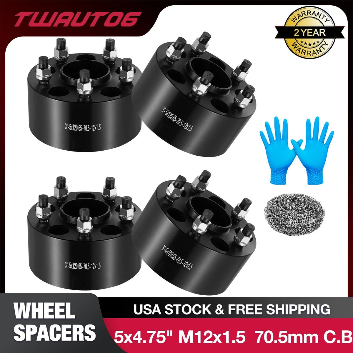 4Pcs 3 in 5x4.75 Hub Centric Wheel Spacers for Chevy Corvette GMC Jimmy (1999–2011)