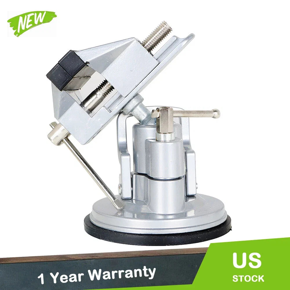 360-Degree Rotating Vacuum Base Vise 3.15 Inch Steel and Die Cast