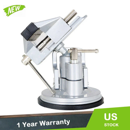 360-Degree Rotating Vacuum Base Vise 3.15 Inch Steel and Die Cast