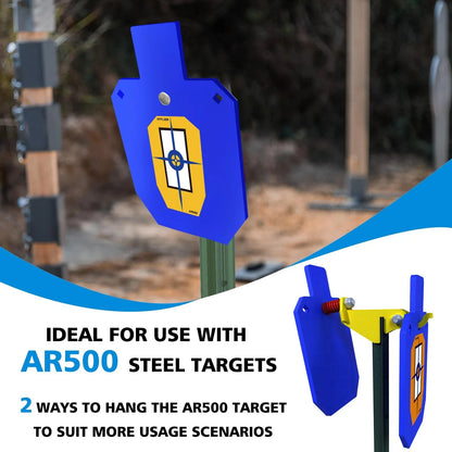 AR500 Steel Gong Hook and Recoil Spring Combo for T Post Yellow