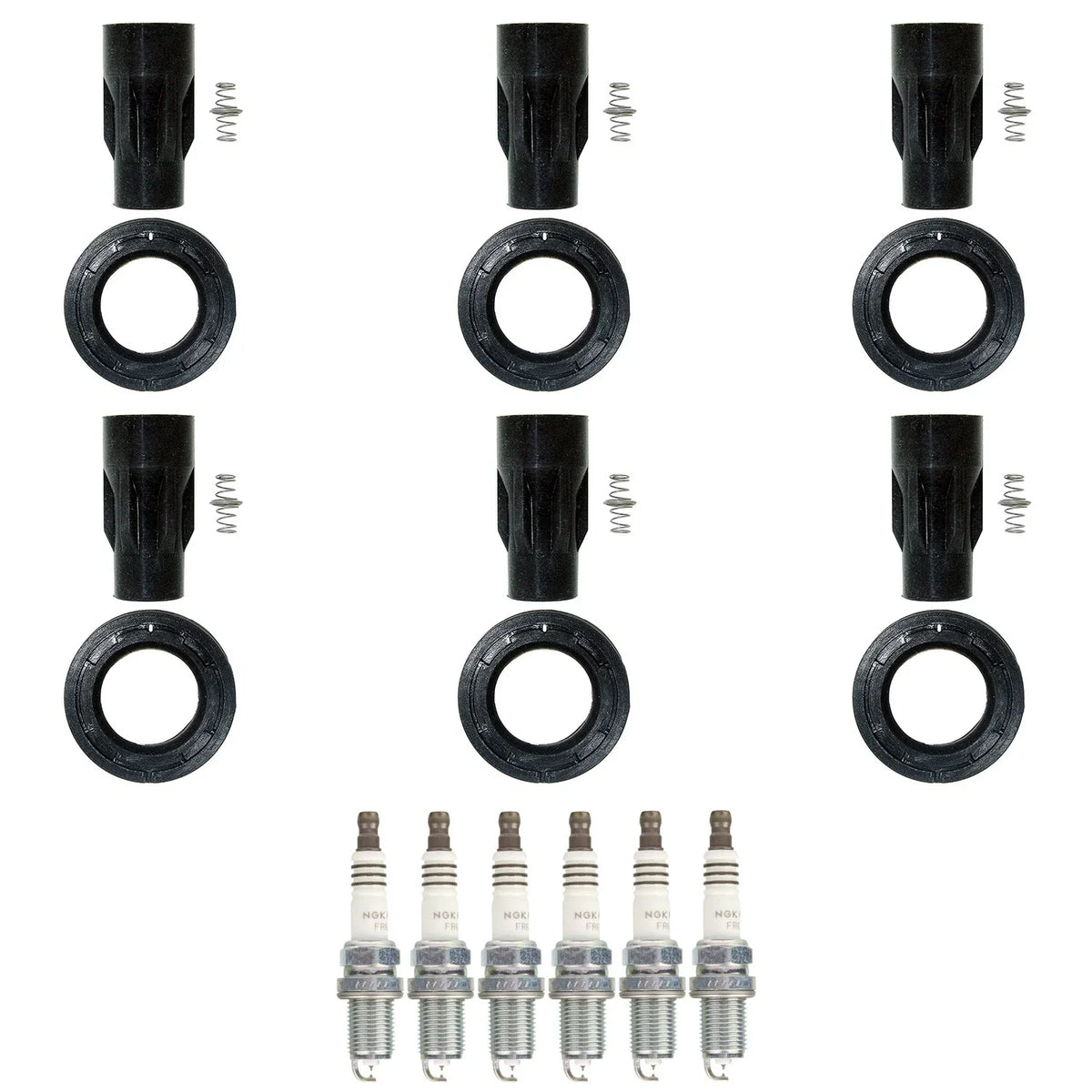 Set of 6 NGK Ruthenium HX Spark Plugs & Coil Boots for Lexus ES330 RX330 (2004–2006)