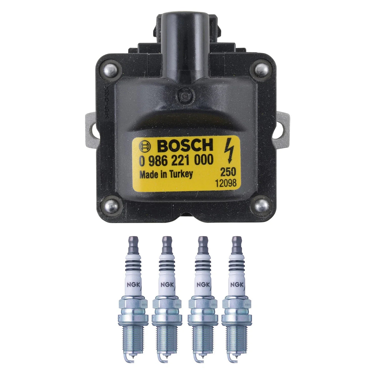 Set of 4 Bosch Ignition Coils & NGK Iridium IX Spark Plugs for C220 Golf (1990–2006)
