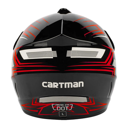 Full Face Motorcycle Helmet for Adult Large (DOT Approved, Matte Black & Red)