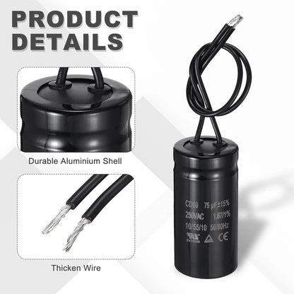 75uF Run Capacitor for MECCANIXITY CD60 (250VAC, 50/60Hz)