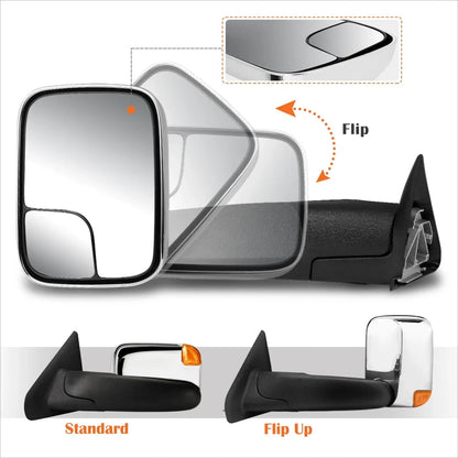 Power Chrome Side Towing Mirror w/LED Signal Lamp for Dodge Ram 1500-3500 (1994–1997)