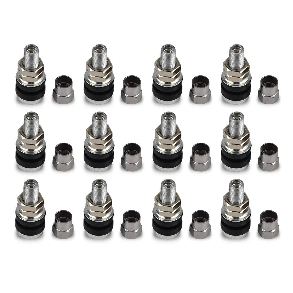 Set of 12 Chrome Tire Valve Stems for Go-karts, Hot Rods