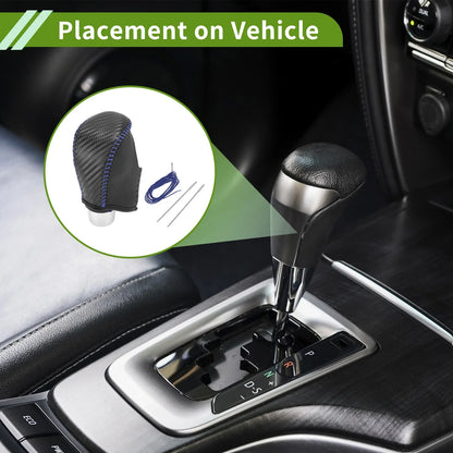 Gear Shift Knob Cover for Nissan Rogue (2017–2020) Black Carbon Fiber Blue