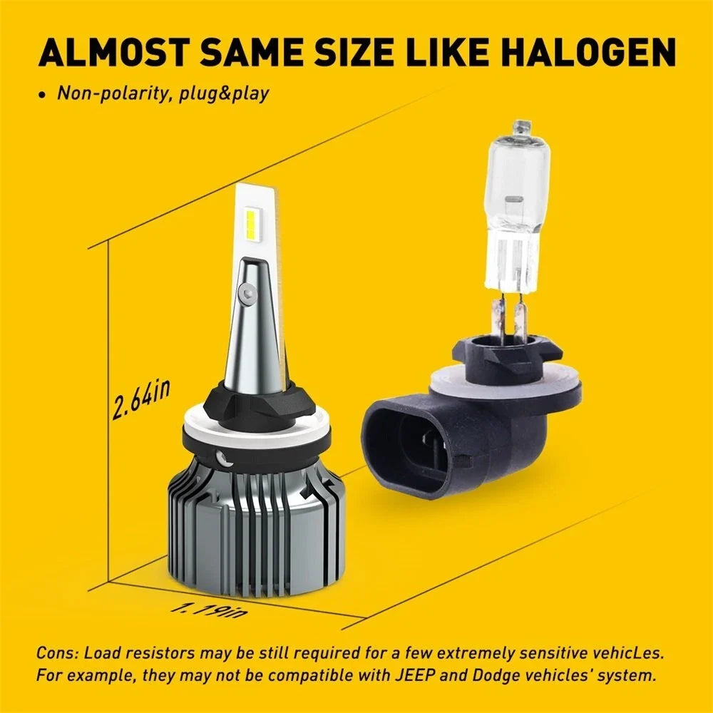 2X LED Fog Light Bulbs 880 881 893 899 for Universal Fit (6500K Xenon White)