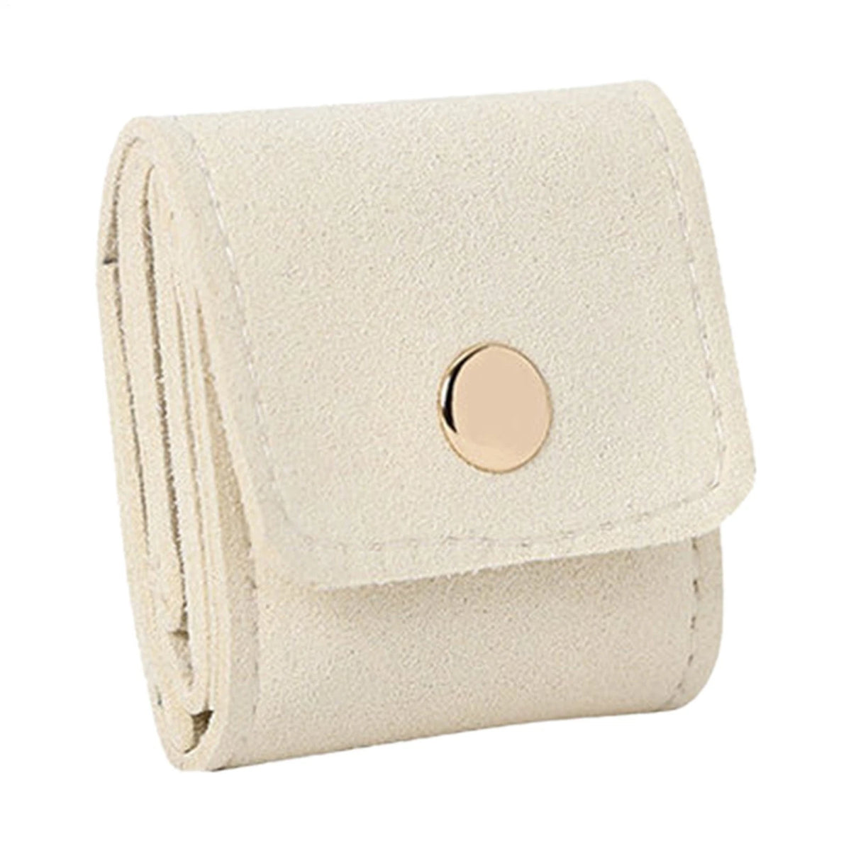 2X Beige Mini Travel Jewelry Organizer Bag Roll Up Case