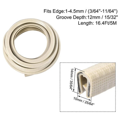 Edge Trim U Seal Extrusion for Universal Fit (16.4Ft) Beige U Channel