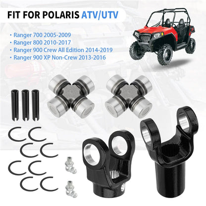 Set of 2 Front Prop Shaft Yoke & U-Joint for Polaris Ranger 700 800 900 Crew XP