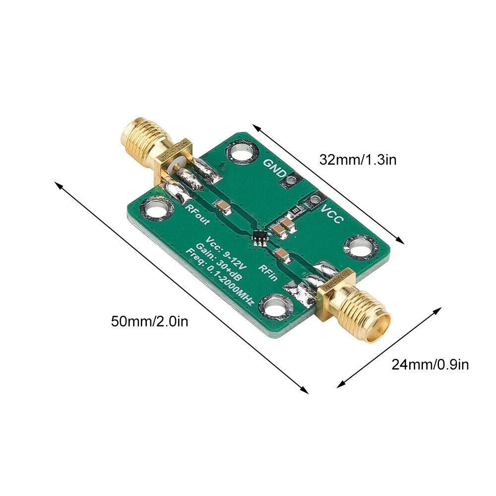 2X RF Wideband Amplifier Low-noise LNA 32dB 0.1-2000MHz