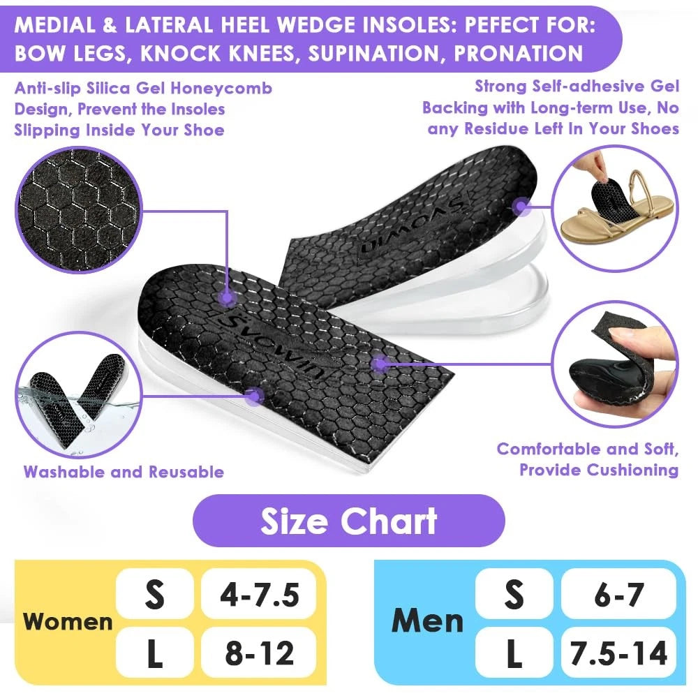 3 Layers Adjustable Supination Insoles for Various Sizes (L: 8-12, M: 7.5-14)