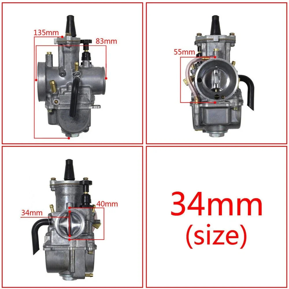 34mm Carburetor with Power Jet for PWK34 250cc-350cc ATV (2/4 Stroke)