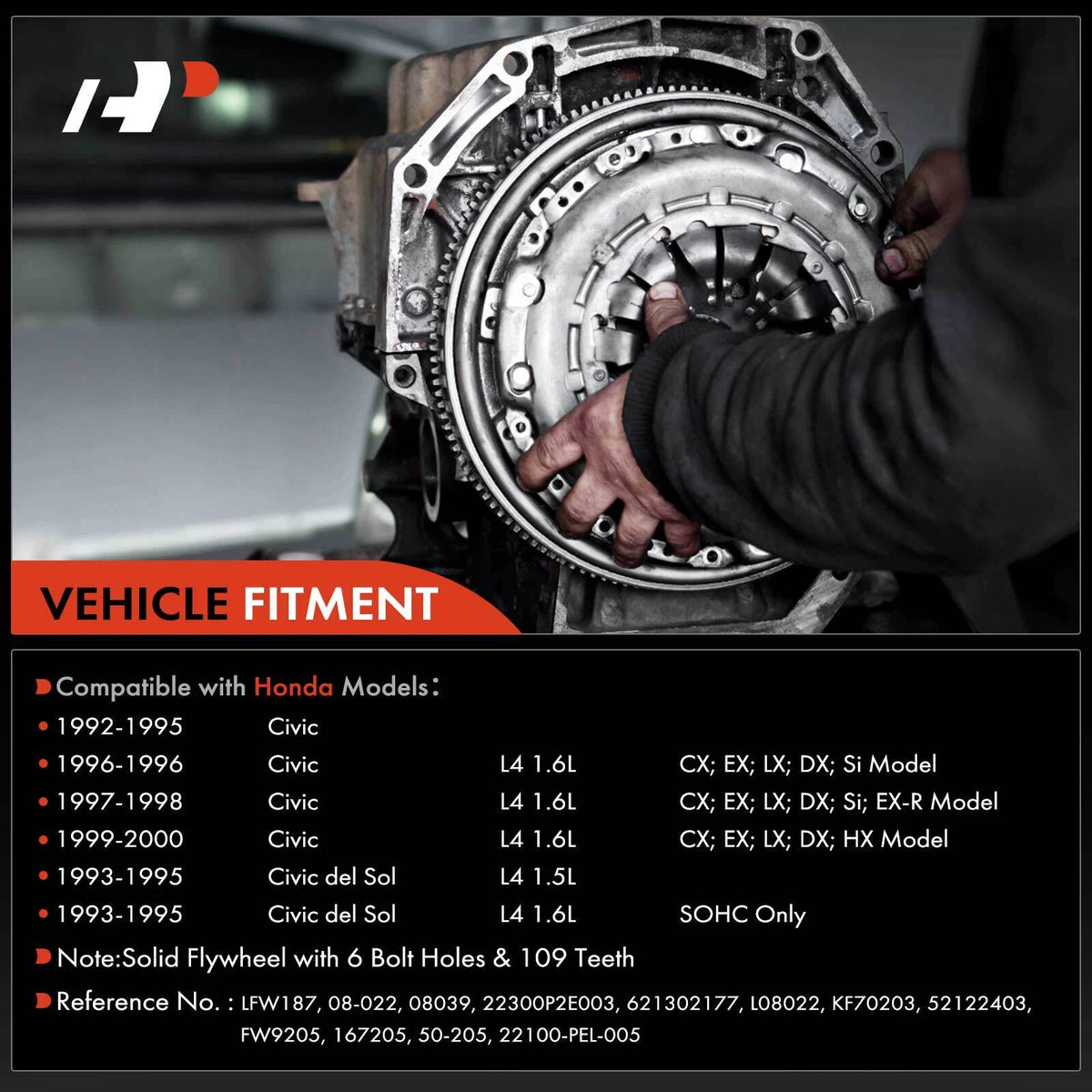 Clutch Kit with Flywheel for Honda Civic del Sol (1992–2000) 08039, 22300P2E003, LFW187