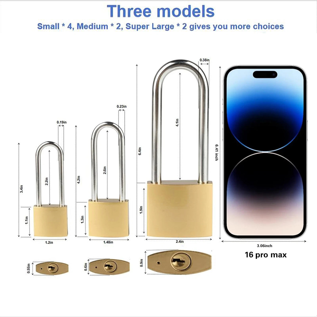 Long Keyed Padlock Waterproof Solid Brass Lock - Heavy-Duty, Same Key