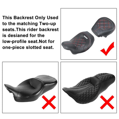 Front Rider Backrest Pad for Harley Touring CVO Road Electra Glide (2009–Up)