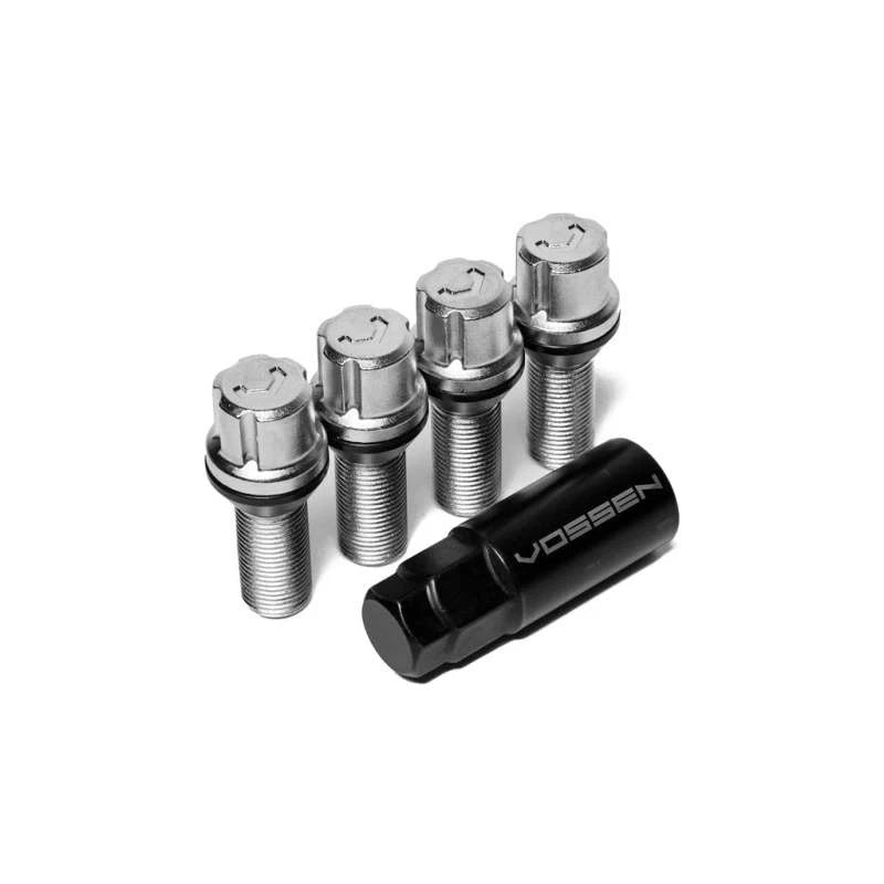 Set of 4 Lock Bolts for Vossen (LUG-BL1450-30-CH) - 30mm Hex Cone Seat Silver