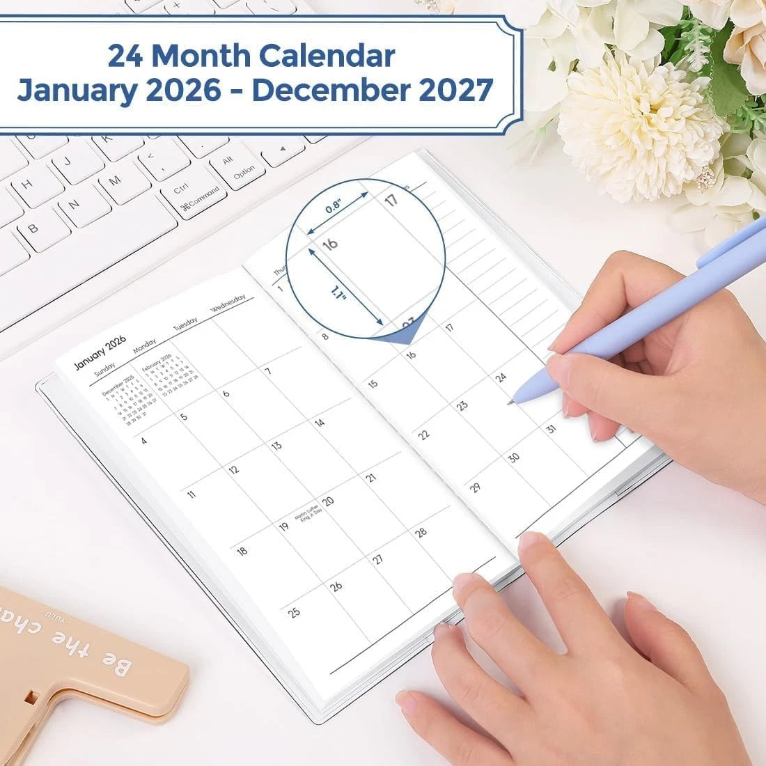 Pocket Calendar for 2026-2027 (Jan, 3.8" × 6.7", Airy Blue)