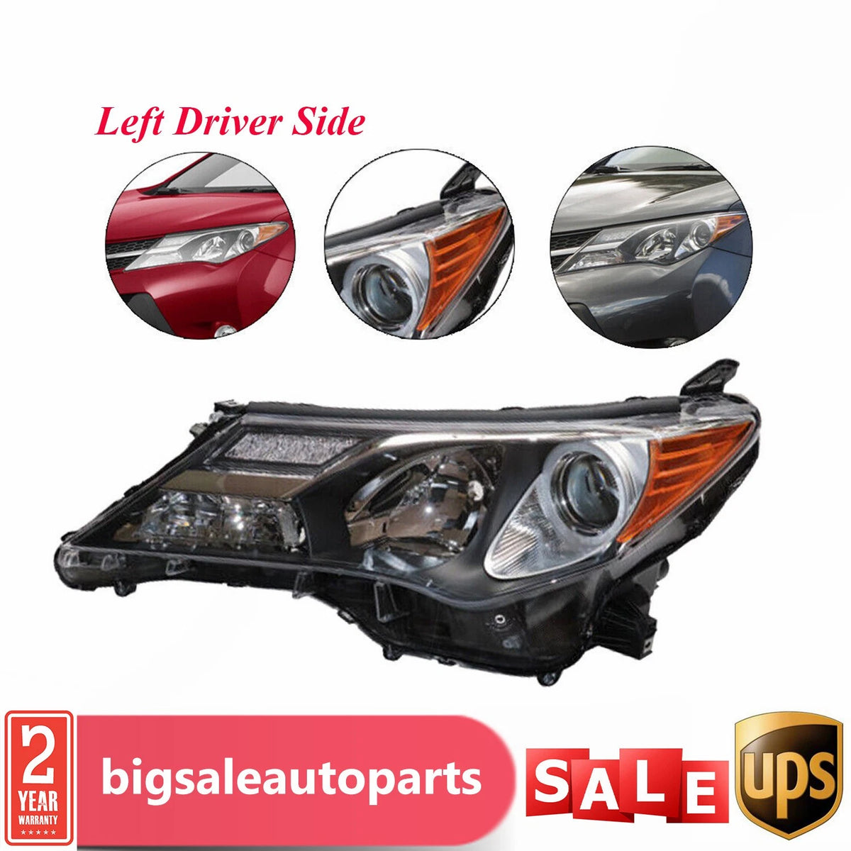 Halogen Headlight for Toyota RAV4 (2013–2015) Left Driver Side