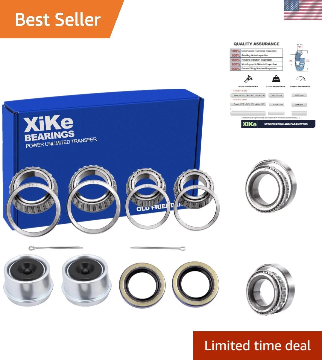 Set of 2 Trailer Bearings Kit for 3500 lbs Axles