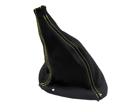 Manual Shift Boot Cover for Ford Mustang (1987–1993) Carbon Fiber Yellow Stitch