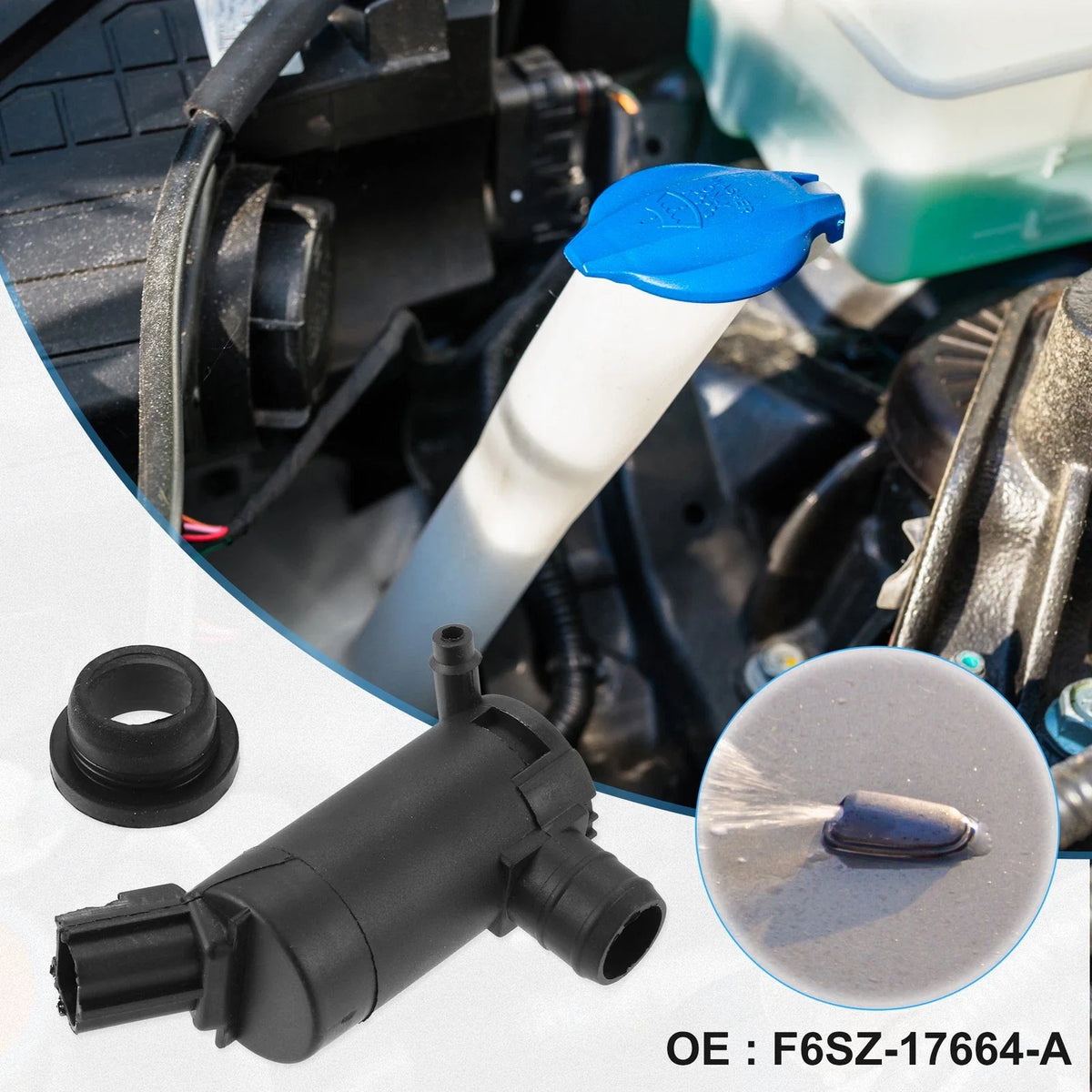 1 Pc Windshield Washer Motor Pump with Grommet for Ford Explorer (1995–1997)