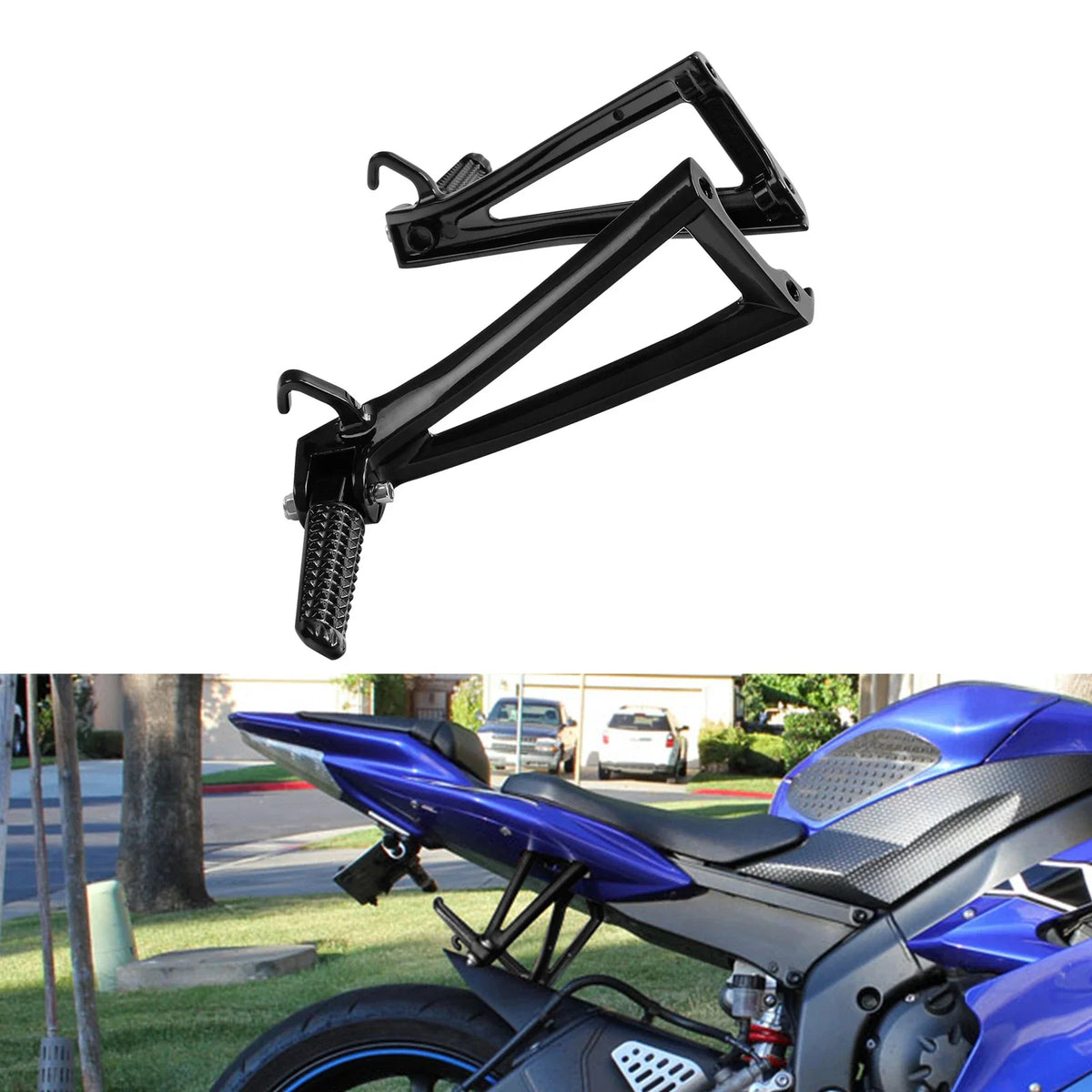 Rear Passenger Footrest Foot Pegs Bracket for Yamaha YZF R6 (2006–2016) Black