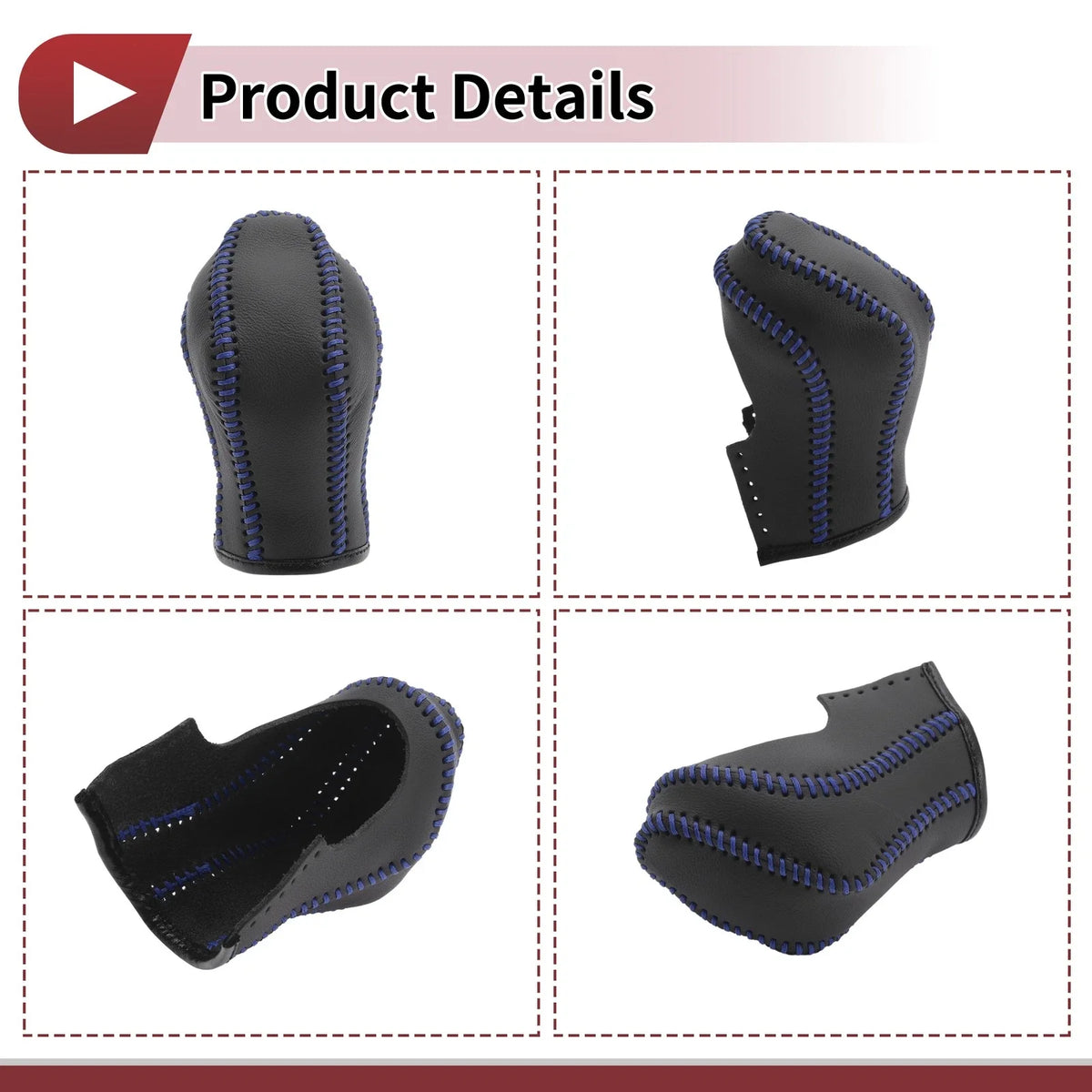 1 Pc Gear Shift Knob Cover for Nissan Maxima (2016–2023) Black Blue Faux Leather