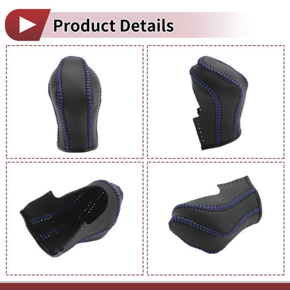 1 Pc Gear Shift Knob Cover for Nissan Maxima (2016–2023) Black Blue Faux Leather