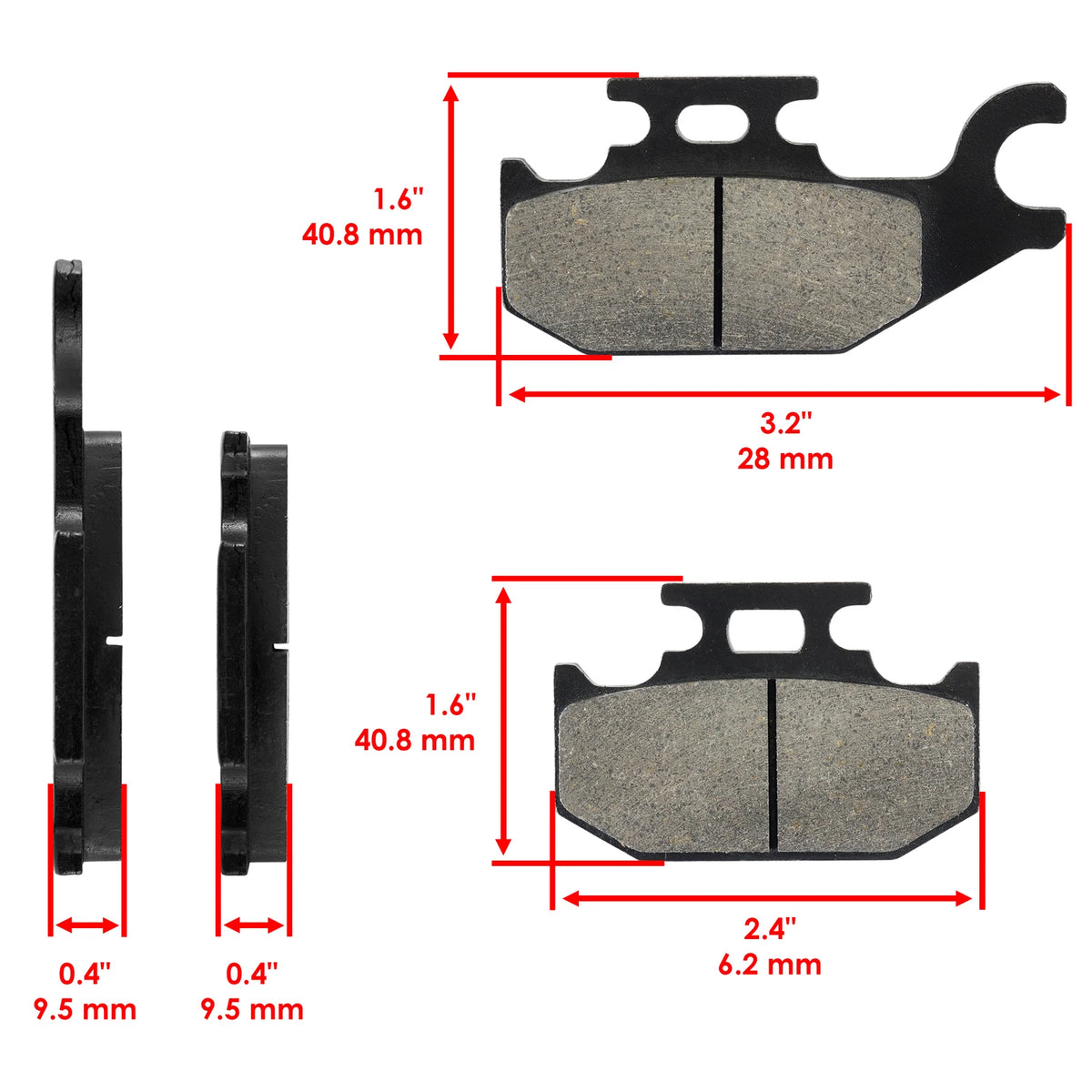 Front Rear Brake Pads for Yamaha Wolverine 450 (2006–2010) HU1326MP102LR