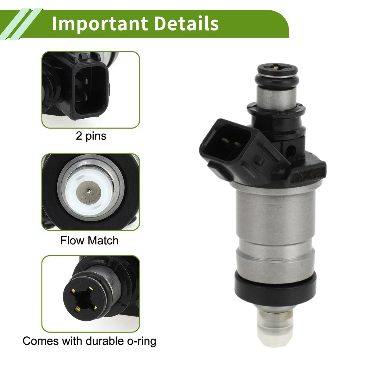 Fuel Injector No. 06164P8AA00 for Honda Civic EX (1999–2000) 1 Pc Black