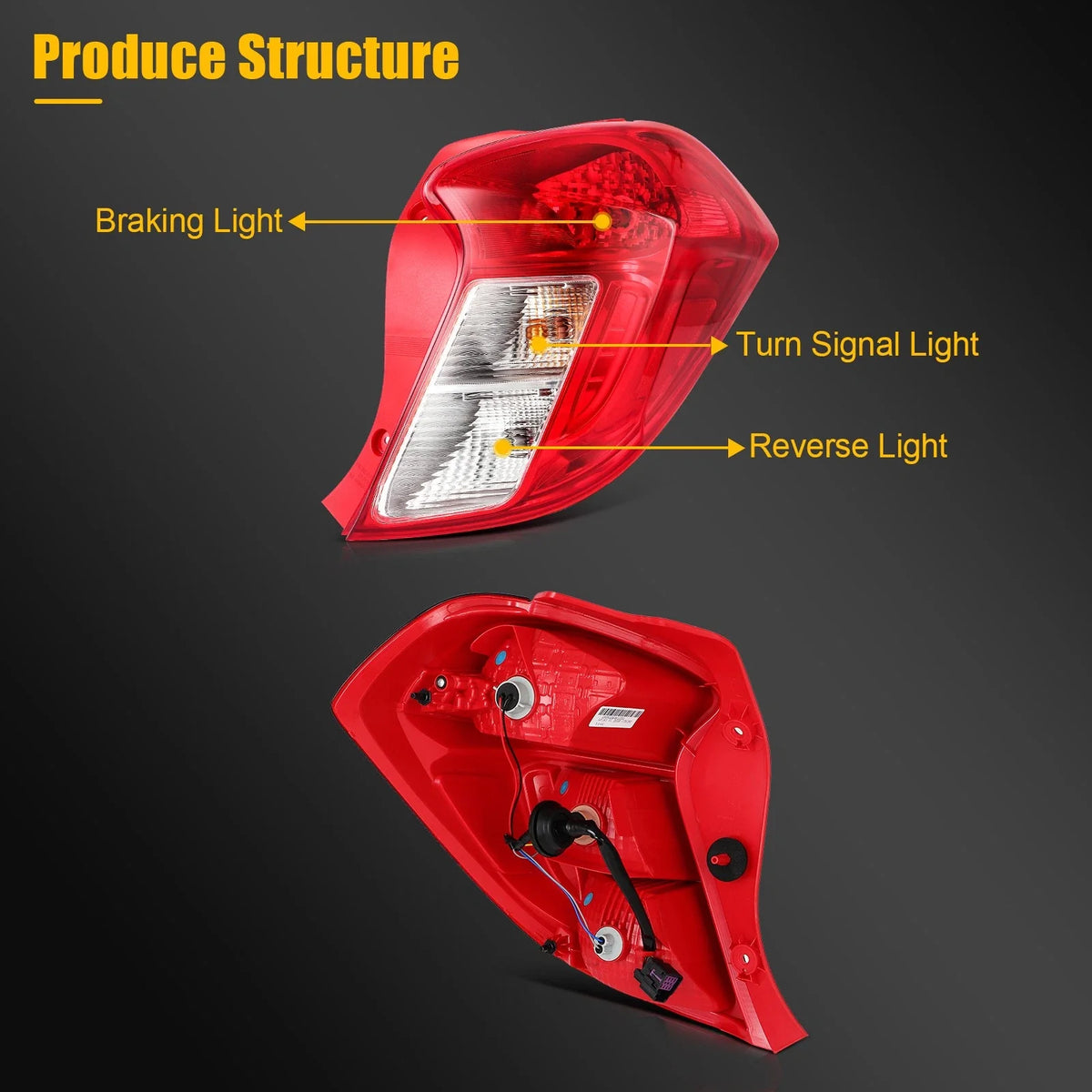 Set of 2 Tail Lights Assembly for Chevrolet Spark (2017–2022) Red