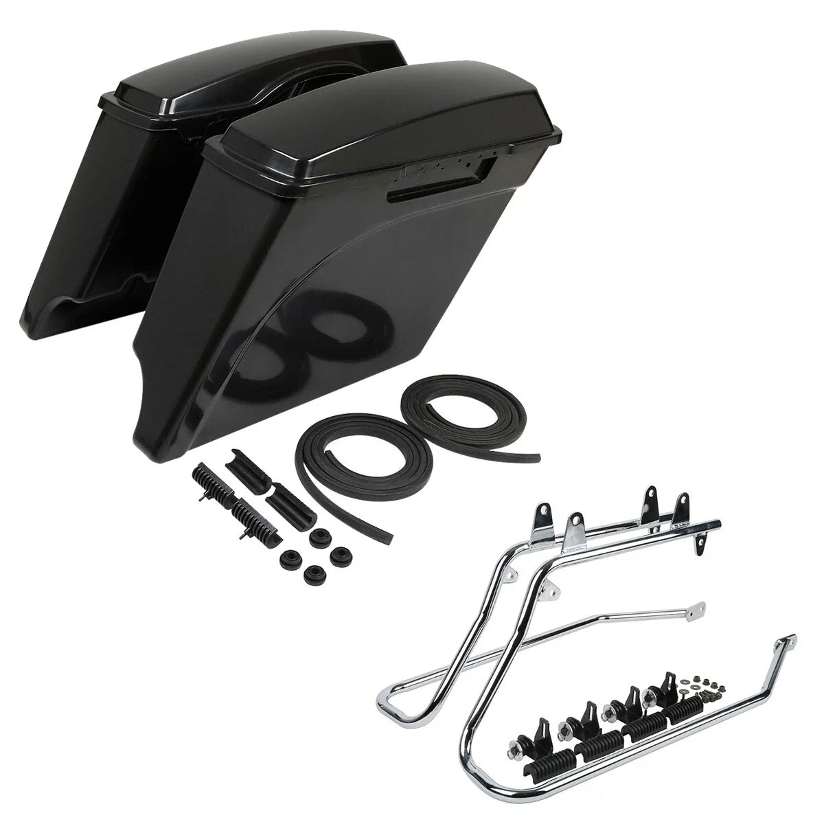 5" Stretched Saddlebags & Bracket for Harley Softail (1986–2017)