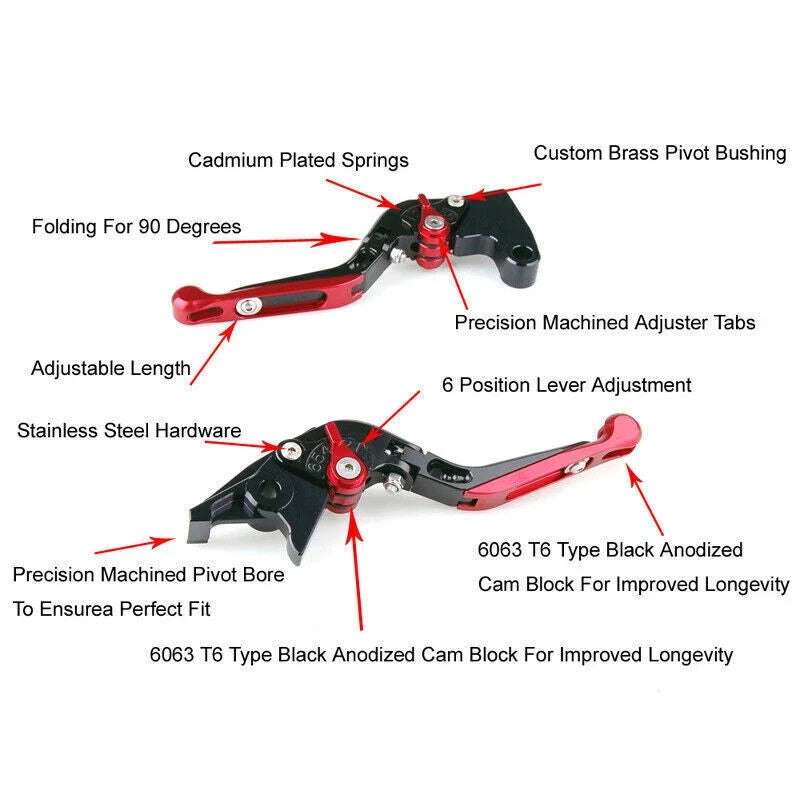 Adjustable Folding Brake Clutch Levers for Kawasaki ZX636R/ZX6RR (2003–2008) Gold