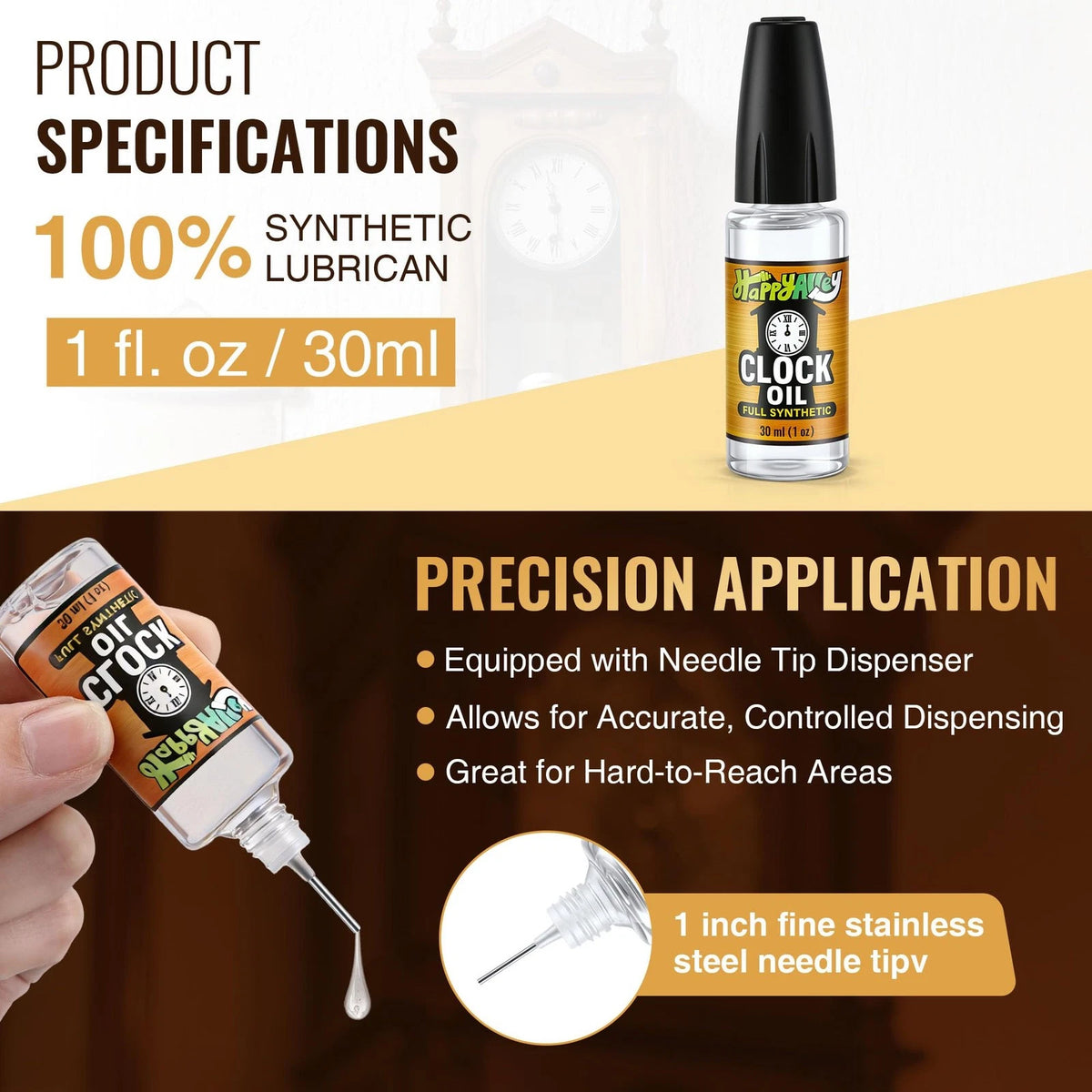 Full Synthetic Clock Oil for Grandfather Clocks (1oz)