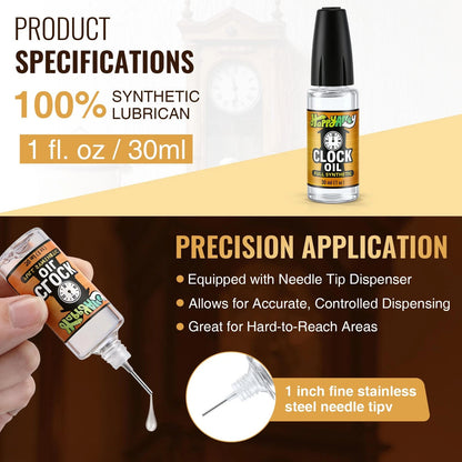 Full Synthetic Clock Oil for Grandfather Clocks (1oz)
