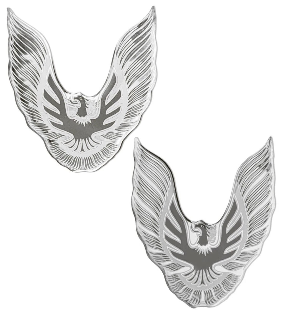 Set of 2 Silver Eagle Bird Stick On Emblems for Pontiac Firebird/Trans Am (KG090)