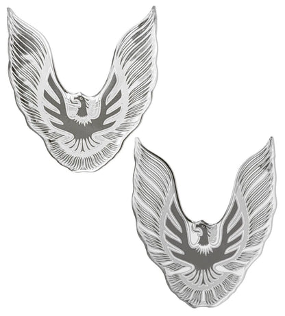 Set of 2 Silver Eagle Bird Stick On Emblems for Pontiac Firebird/Trans Am (KG090)