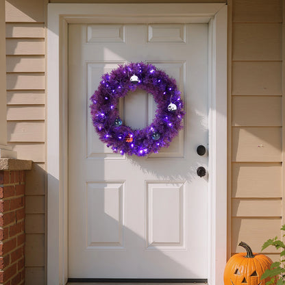 24in Pre-lit Halloween-Themed Wreath for Christmas (No Part Numbers)