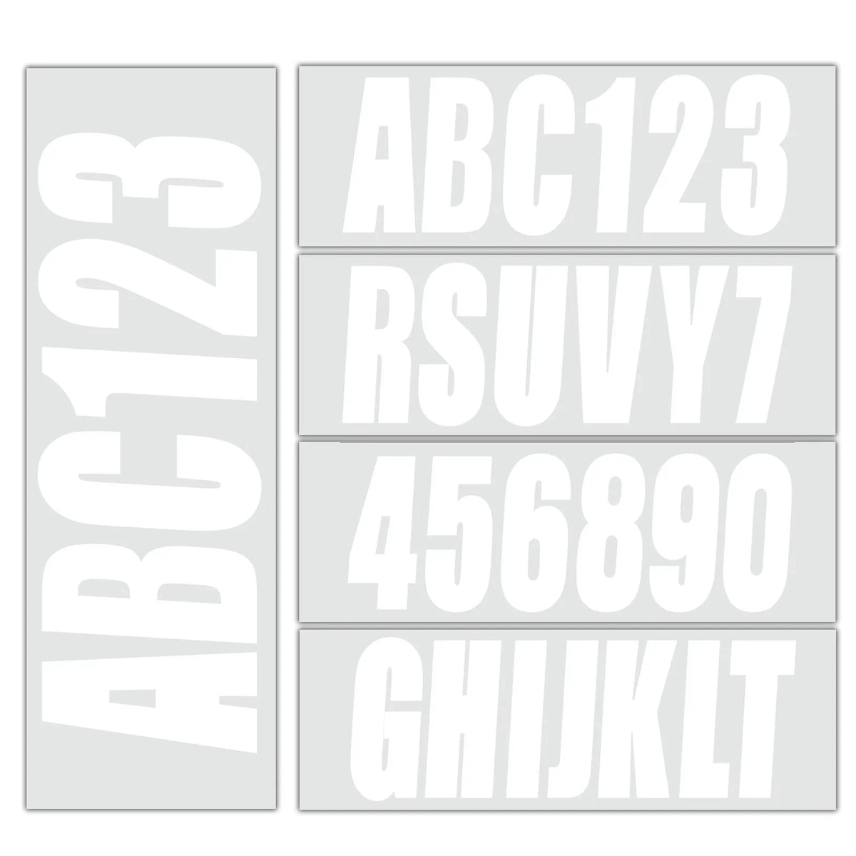 Set of 4 White PWC ID Numbers Decals Registration Stickers (0-9, A-Z)