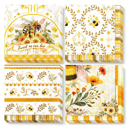 24PCS Disposable Cocktail Napkins for Bee Themed Party