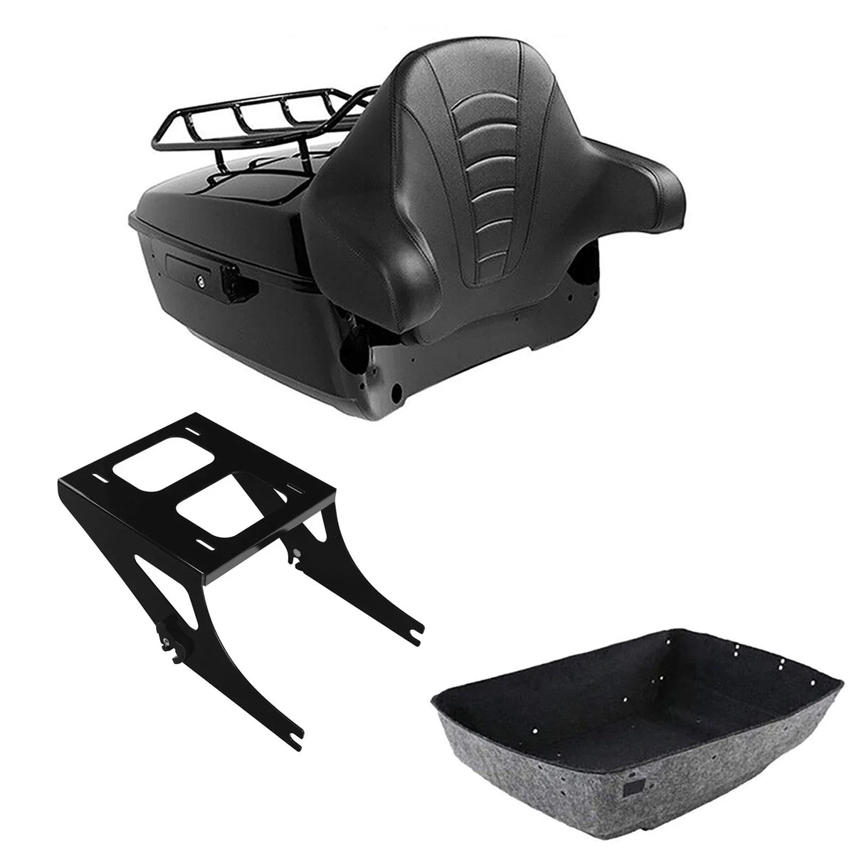 2X Trunk Luggage Backrest Mount Rack for Harley Fat Boy FLSTF (2008–2017)