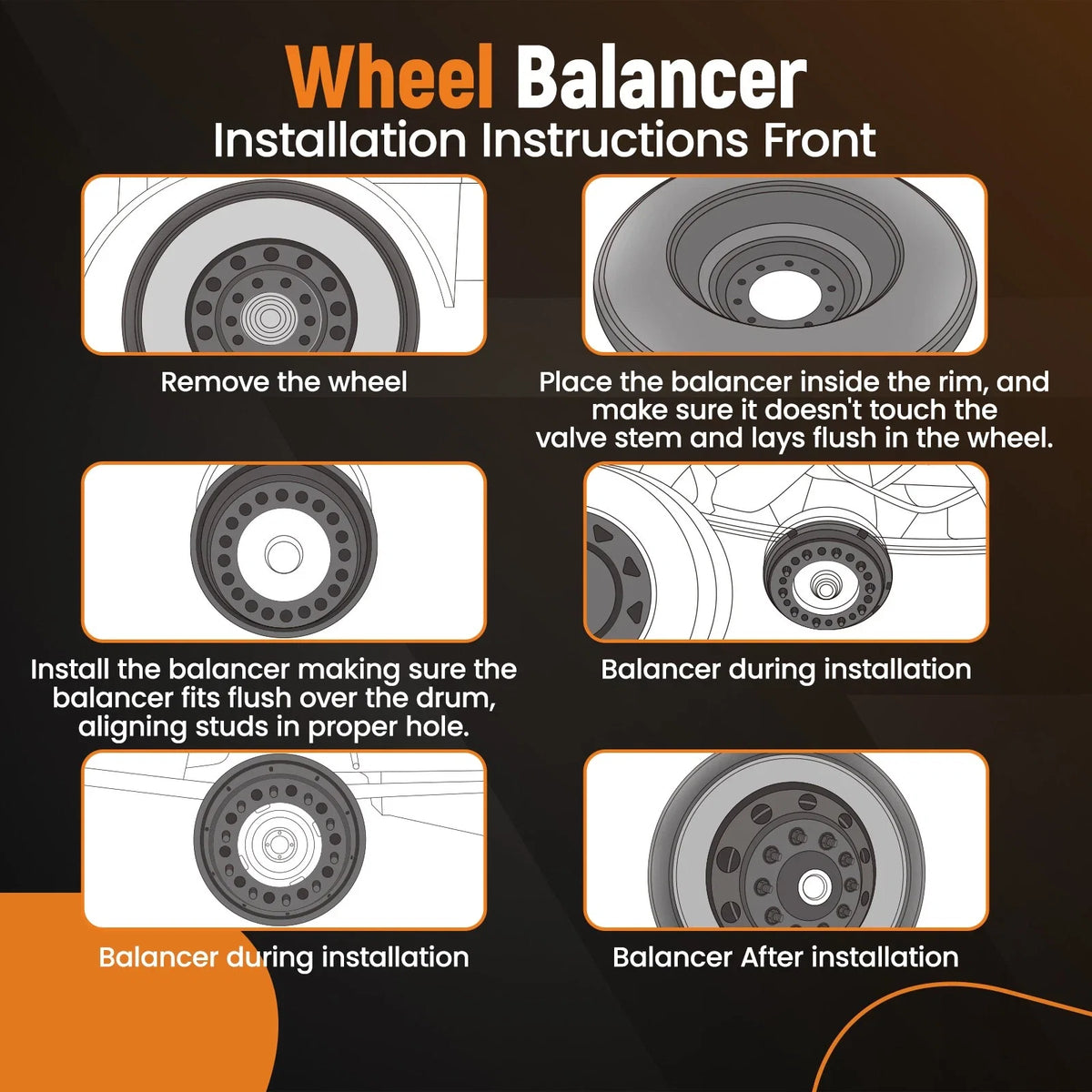 Set of 2 Auto Wheel Balancer for 22.5-24.5" Wheel (Steer Axle) (2015–2019)